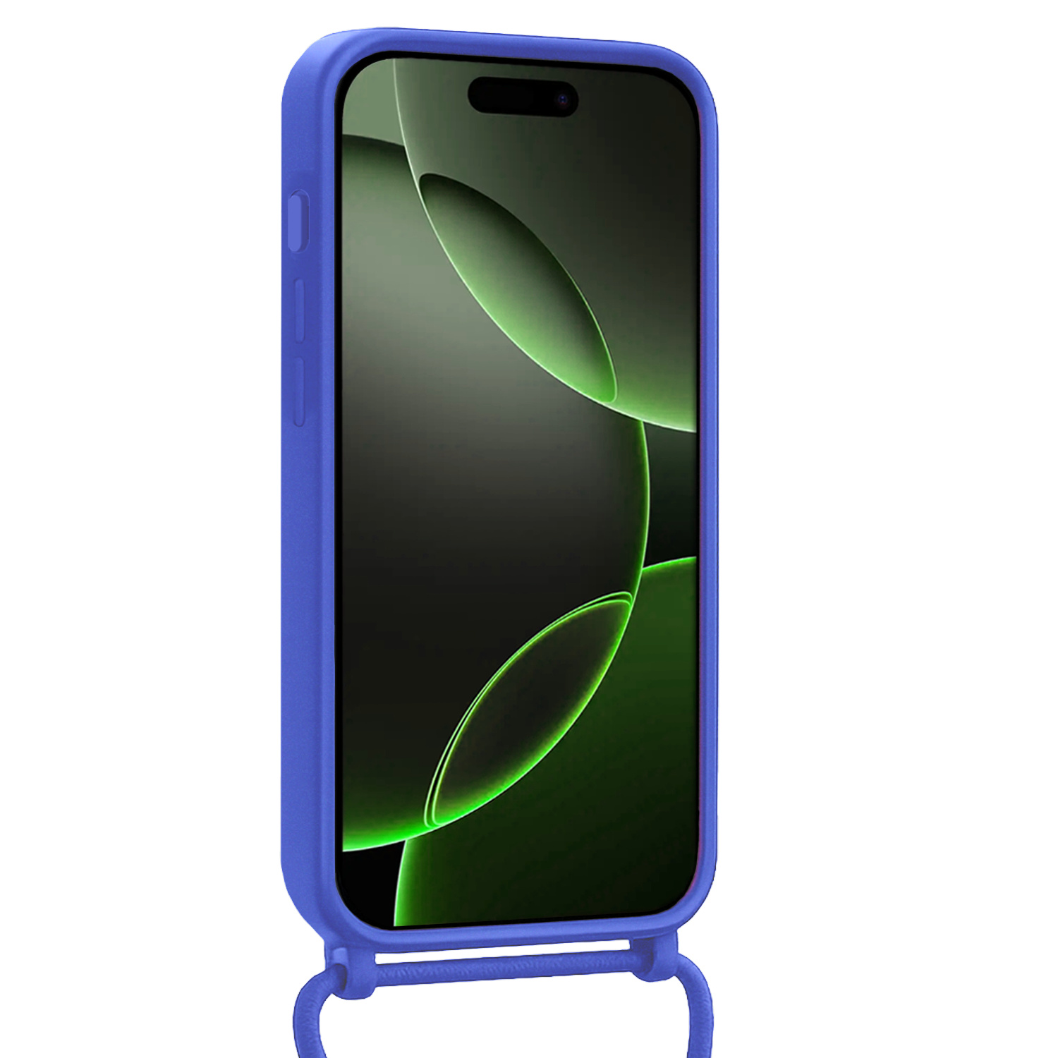BASEY. BASEY. iPhone 16 Pro Max Hoesje Pashouder met Koord Met Screenprotector - Fel Blauw