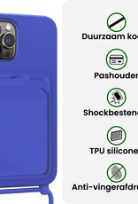 BASEY. BASEY. iPhone 16 Pro Max Hoesje Pashouder met Koord Met 2x Screenprotector - Fel Blauw