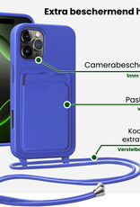 BASEY. BASEY. iPhone 16 Pro Max Hoesje Pashouder met Koord Met 2x Screenprotector - Fel Blauw