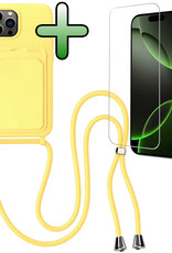 BASEY. BASEY. iPhone 16 Pro Max Hoesje Pashouder met Koord Met Screenprotector - Geel