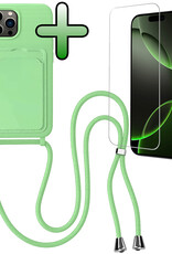 BASEY. BASEY. iPhone 16 Pro Max Hoesje Pashouder met Koord Met Screenprotector - Groen
