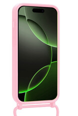 BASEY. BASEY. iPhone 16 Pro Max Hoesje Pashouder met Koord Met 2x Screenprotector - Lichtroze