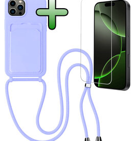 BASEY. BASEY. iPhone 16 Pro Max Hoesje Pashouder met Koord Met Screenprotector - Lila