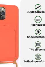 BASEY. BASEY. iPhone 16 Pro Max Hoesje Pashouder met Koord - Papaya