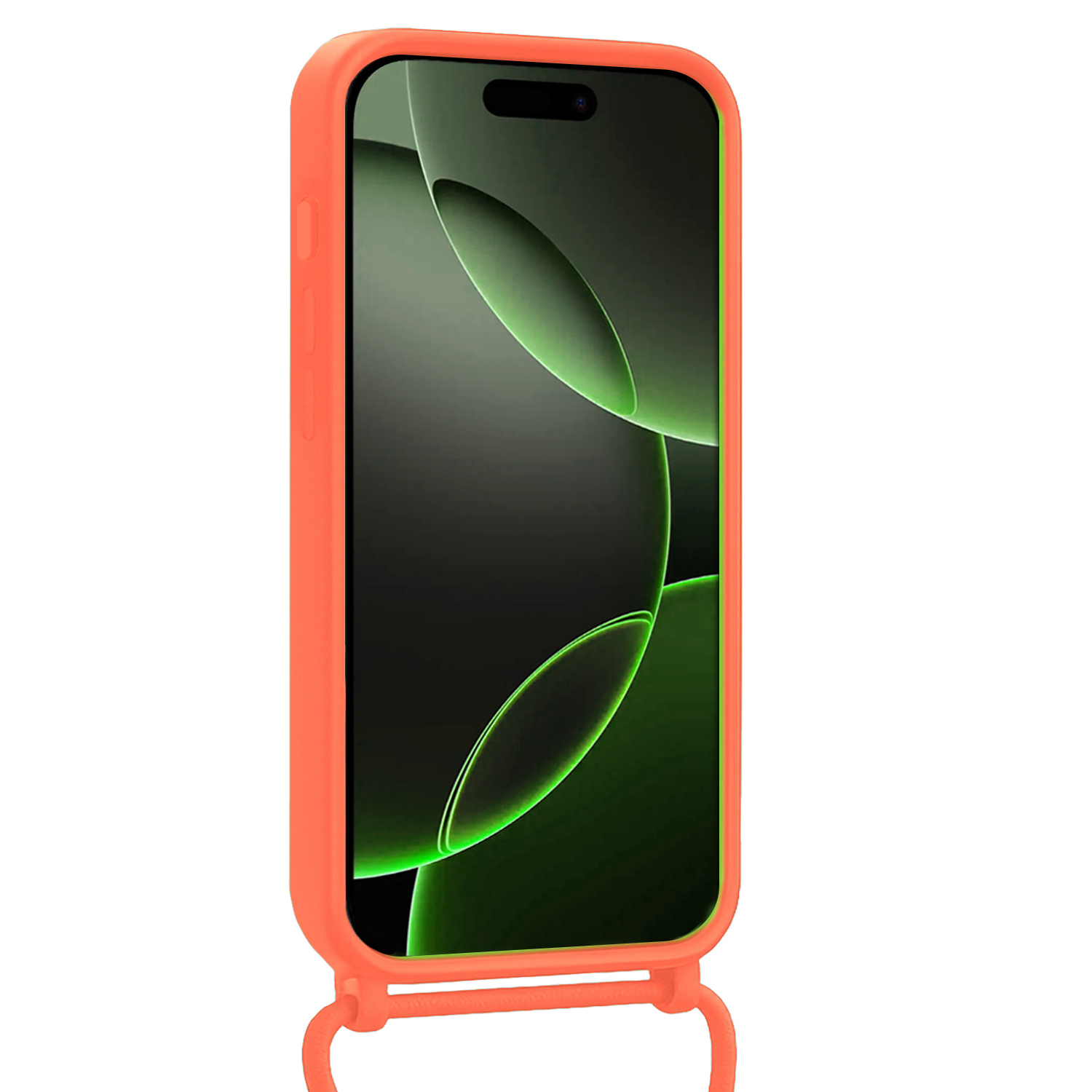 BASEY. BASEY. iPhone 16 Pro Max Hoesje Pashouder met Koord Met Screenprotector - Papaya