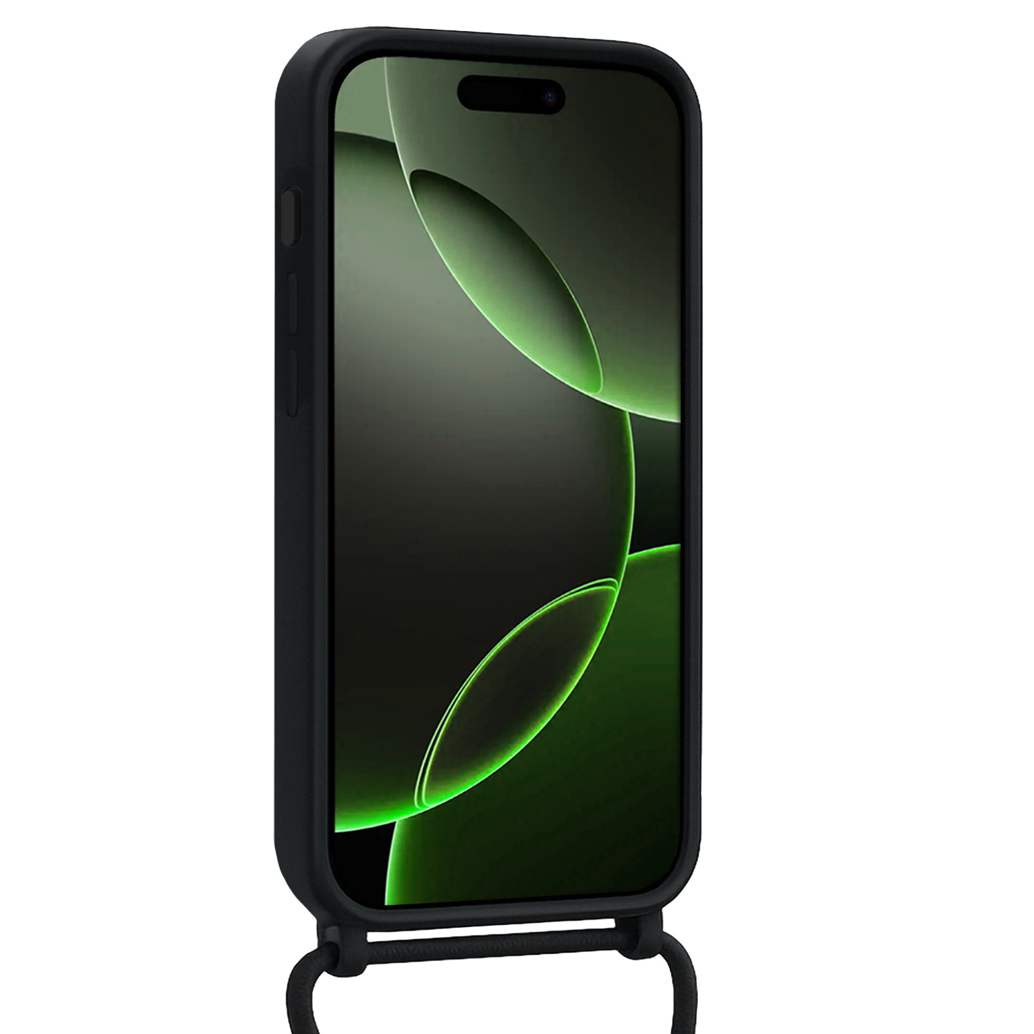 BASEY. BASEY. iPhone 16 Pro Max Hoesje Pashouder met Koord Met 2x Screenprotector - Zwart