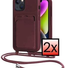 NoXx NoXx iPhone 13 Hoesje Pashouder met Koord - Aubergine - 2 PACK