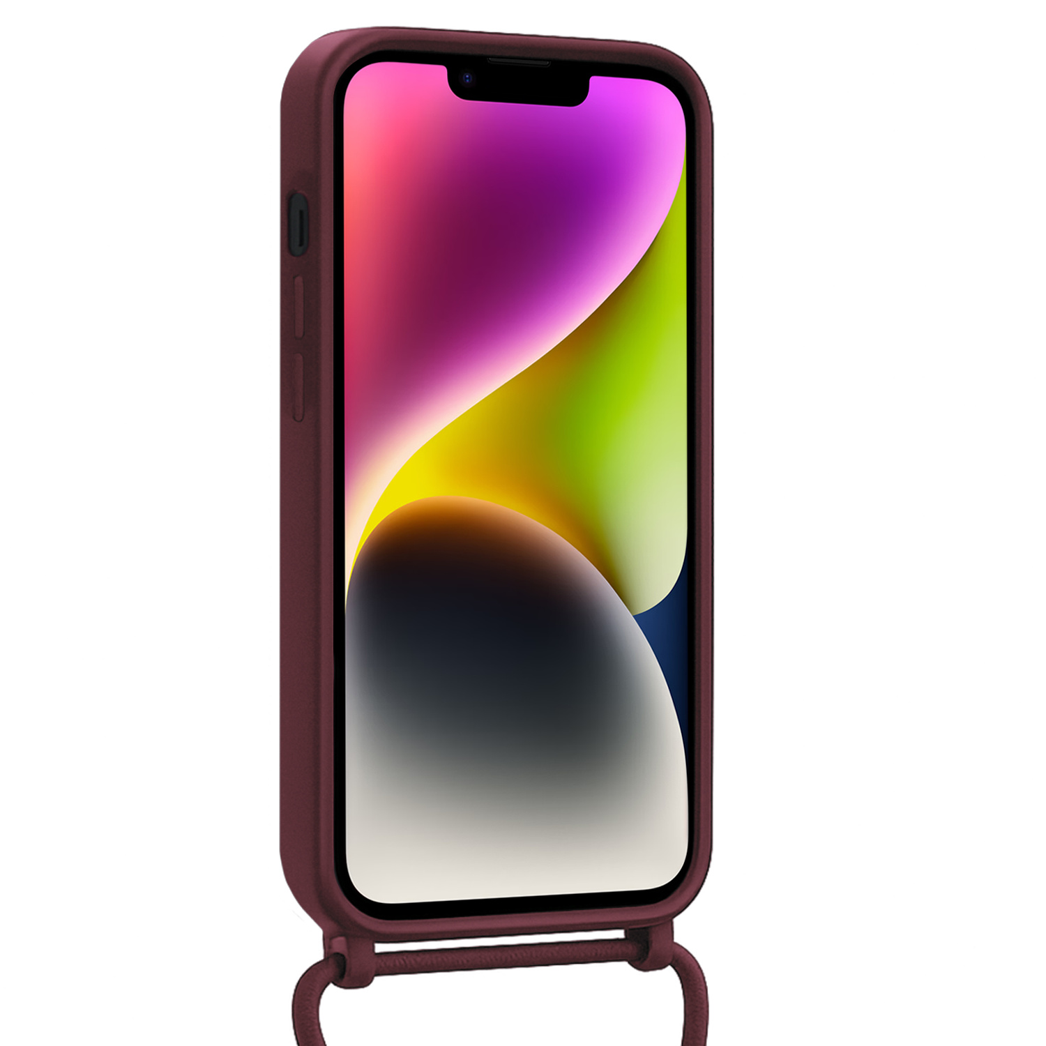 NoXx NoXx iPhone 13 Hoesje Pashouder met Koord Met Screenprotector - Aubergine