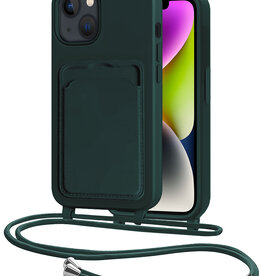 NoXx NoXx iPhone 13 Hoesje Pashouder met Koord - Donkergroen