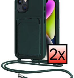 NoXx NoXx iPhone 13 Hoesje Pashouder met Koord - Donkergroen - 2 PACK