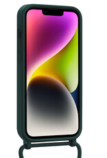 NoXx NoXx iPhone 13 Hoesje Pashouder met Koord Met 2x Screenprotector - Donkergroen