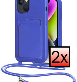 NoXx NoXx iPhone 13 Hoesje Pashouder met Koord - Fel Blauw - 2 PACK