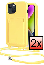 NoXx NoXx iPhone 13 Hoesje Pashouder met Koord - Geel - 2 PACK