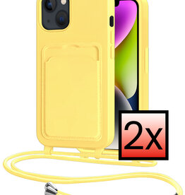 NoXx NoXx iPhone 13 Hoesje Pashouder met Koord - Geel - 2 PACK