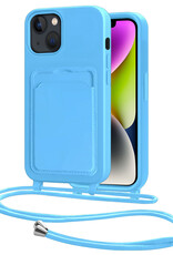 NoXx NoXx iPhone 13 Hoesje Pashouder met Koord - Lichtblauw