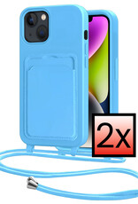NoXx NoXx iPhone 13 Hoesje Pashouder met Koord - Lichtblauw - 2 PACK