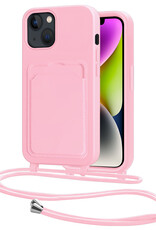 NoXx NoXx iPhone 13 Hoesje Pashouder met Koord - Lichtroze