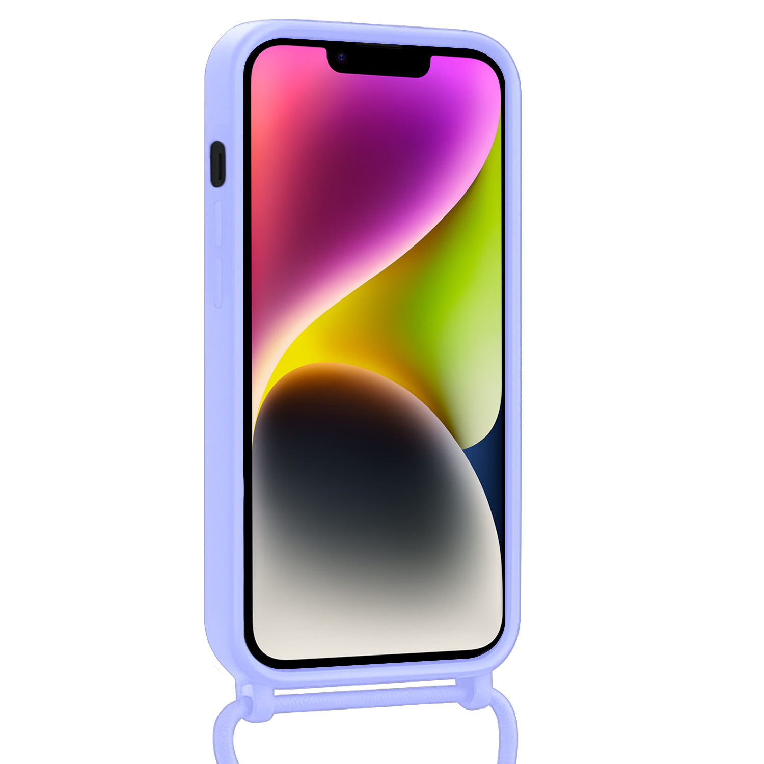 NoXx NoXx iPhone 13 Hoesje Pashouder met Koord Met Screenprotector - Lila