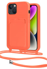 NoXx NoXx iPhone 13 Hoesje Pashouder met Koord - Papaya