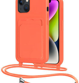 NoXx NoXx iPhone 13 Hoesje Pashouder met Koord - Papaya