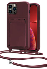 NoXx NoXx iPhone 13 Pro Hoesje Pashouder met Koord - Aubergine