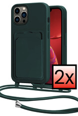NoXx NoXx iPhone 13 Pro Hoesje Pashouder met Koord - Donkergroen - 2 PACK