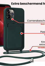 NoXx NoXx iPhone 13 Pro Hoesje Pashouder met Koord Met Screenprotector - Donkergroen