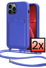 NoXx NoXx iPhone 13 Pro Hoesje Pashouder met Koord - Fel Blauw - 2 PACK