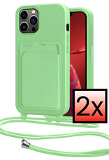 NoXx NoXx iPhone 13 Pro Hoesje Pashouder met Koord - Groen - 2 PACK