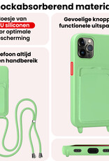 NoXx NoXx iPhone 13 Pro Hoesje Pashouder met Koord Met Screenprotector - Groen