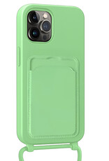 NoXx NoXx iPhone 13 Pro Hoesje Pashouder met Koord Met Screenprotector - Groen