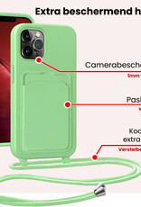 NoXx NoXx iPhone 13 Pro Hoesje Pashouder met Koord Met 2x Screenprotector - Groen