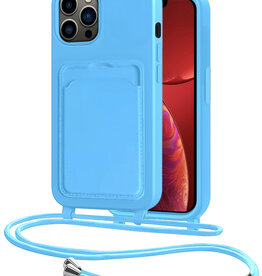 NoXx NoXx iPhone 13 Pro Hoesje Pashouder met Koord - Lichtblauw