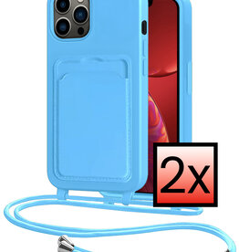 NoXx NoXx iPhone 13 Pro Hoesje Pashouder met Koord - Lichtblauw - 2 PACK