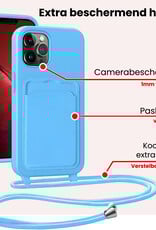 NoXx NoXx iPhone 13 Pro Hoesje Pashouder met Koord - Lichtblauw - 2 PACK
