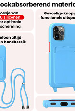 NoXx NoXx iPhone 13 Pro Hoesje Pashouder met Koord Met Screenprotector - Lichtblauw