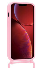 NoXx NoXx iPhone 13 Pro Hoesje Pashouder met Koord Met Screenprotector - Lichtroze