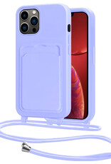 NoXx NoXx iPhone 13 Pro Hoesje Pashouder met Koord - Lila