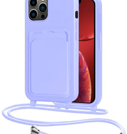 NoXx NoXx iPhone 13 Pro Hoesje Pashouder met Koord - Lila