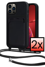NoXx NoXx iPhone 13 Pro Hoesje Pashouder met Koord - Zwart - 2 PACK