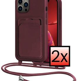 NoXx NoXx iPhone 13 Pro Max Hoesje Pashouder met Koord - Aubergine - 2 PACK