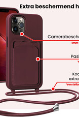 NoXx NoXx iPhone 13 Pro Max Hoesje Pashouder met Koord Met Screenprotector - Aubergine