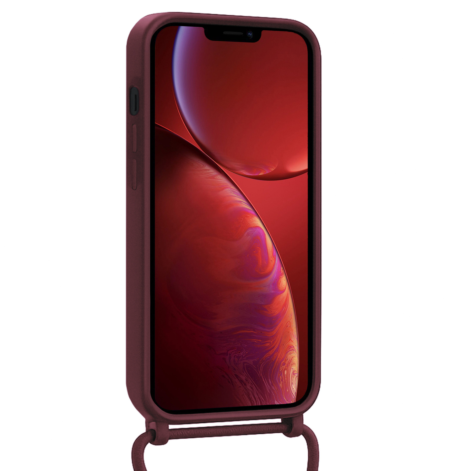 NoXx NoXx iPhone 13 Pro Max Hoesje Pashouder met Koord Met Screenprotector - Aubergine