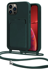 NoXx NoXx iPhone 13 Pro Max Hoesje Pashouder met Koord - Donkergroen