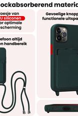 NoXx NoXx iPhone 13 Pro Max Hoesje Pashouder met Koord - Donkergroen