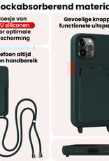 NoXx NoXx iPhone 13 Pro Max Hoesje Pashouder met Koord Met 2x Screenprotector - Donkergroen