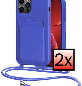 NoXx NoXx iPhone 13 Pro Max Hoesje Pashouder met Koord - Fel Blauw - 2 PACK