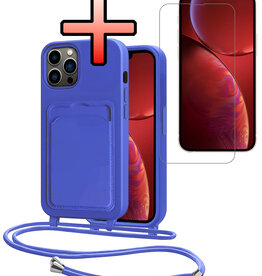 NoXx NoXx iPhone 13 Pro Max Hoesje Pashouder met Koord Met Screenprotector - Fel Blauw
