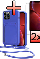 NoXx NoXx iPhone 13 Pro Max Hoesje Pashouder met Koord Met 2x Screenprotector - Fel Blauw