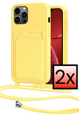NoXx NoXx iPhone 13 Pro Max Hoesje Pashouder met Koord - Geel - 2 PACK